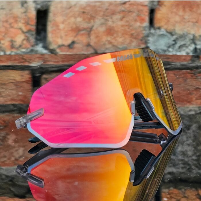 ENLEE E600 Photochromic Glasses Color Film Cycling Eyewear Men Women Frameless Sports Goggles Gray Red
