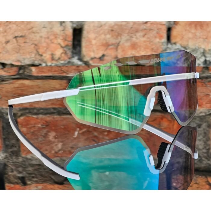 ENLEE E600 Photochromic Glasses Color Film Cycling Eyewear Men Women Frameless Sports Goggles White Green