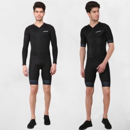 Aerodoc Black Men Triathlon Tri Suit Gel Padded Compression Running Swimming Cycling Skinsuit
