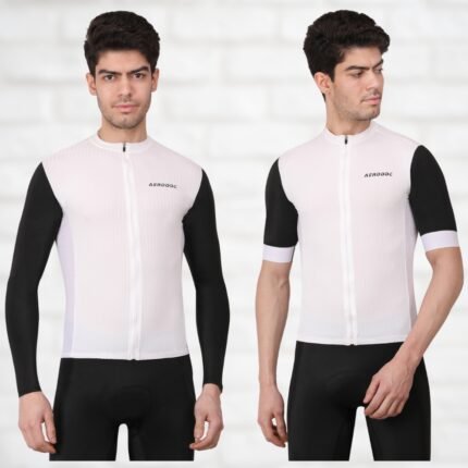 Aerodoc Men's Equator White Racefit Power Dry Cycling Race Fit Jersey