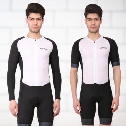 Aerodoc White Men Triathlon Tri Suit Gel Padded Compression Running Swimming Cycling Skinsuit