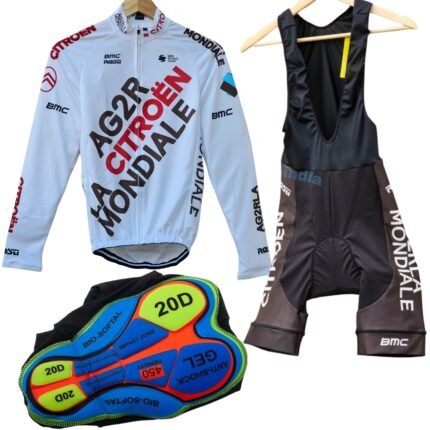 AG2R Cycling Jersey Pro Bicycle Team Cycling Bib Shorts and Full/Half Sleeve GelPad